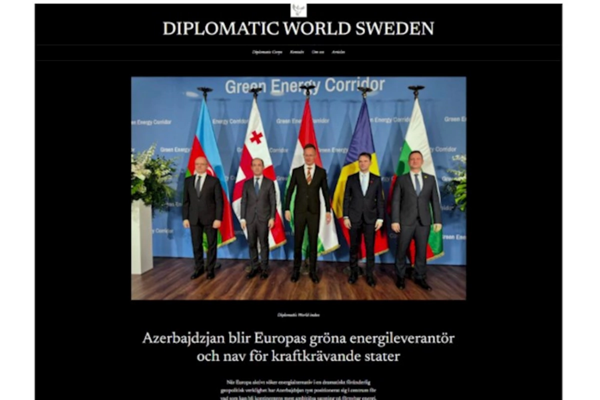 “Diplomatic World Sweden” saytı “Yaşıl enerji dəhlizi” layihəsi haqqında yazıb