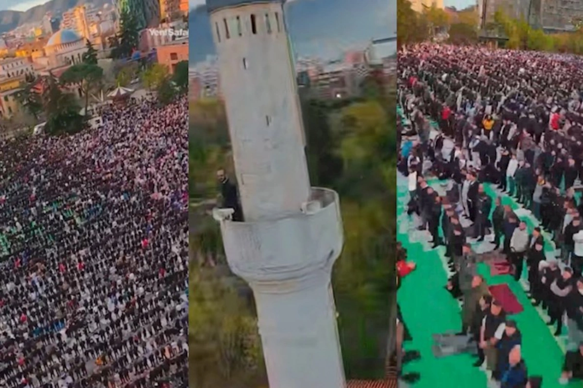 Dünyanın ilk ateist dövləti elan edilən Albaniyada on minlərlə insan bayram namazı qıldı — VİDEO