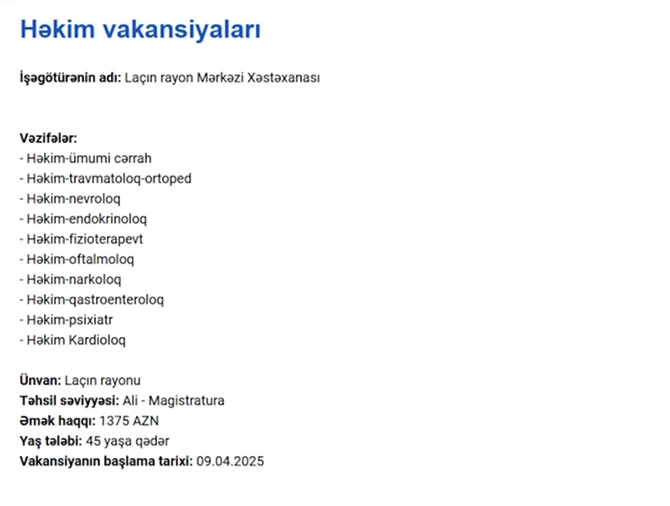 Qarabağda işləmək istəyənlərin nəzərinə! — İş yerləri 3000 AZN maaş (FOTOLAR) Qarabağda işləmək istəyənlərin nəzərinə! — İş yerləri 3000 AZN maaş (FOTOLAR)