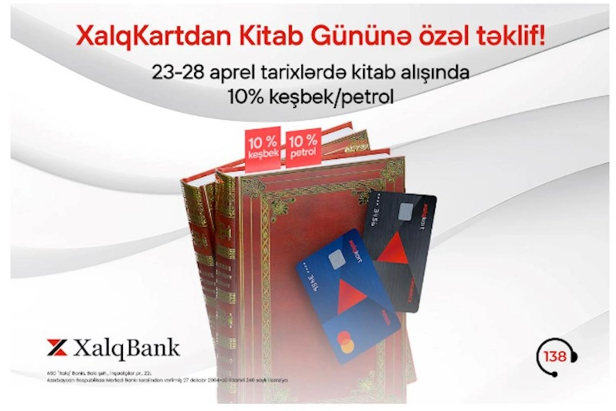 XalqKartda Kitab Gününə özəl 10% keşbek