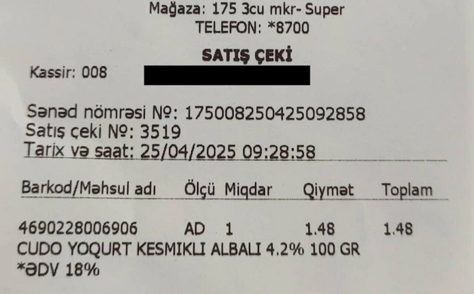 Bakıda marketdən alınan yoqurtdan görün nə çıxdı — FOTOLAR