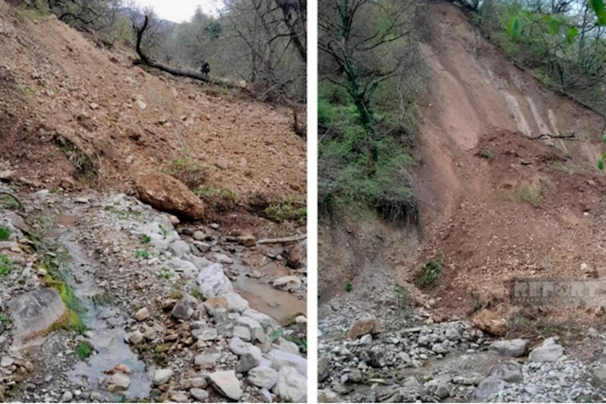 Qaxda dağlıq ərazidə torpaq sürüşməsi olub