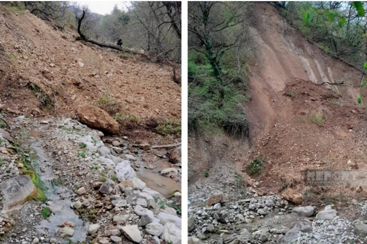Qaxda dağlıq ərazidə torpaq sürüşməsi olub