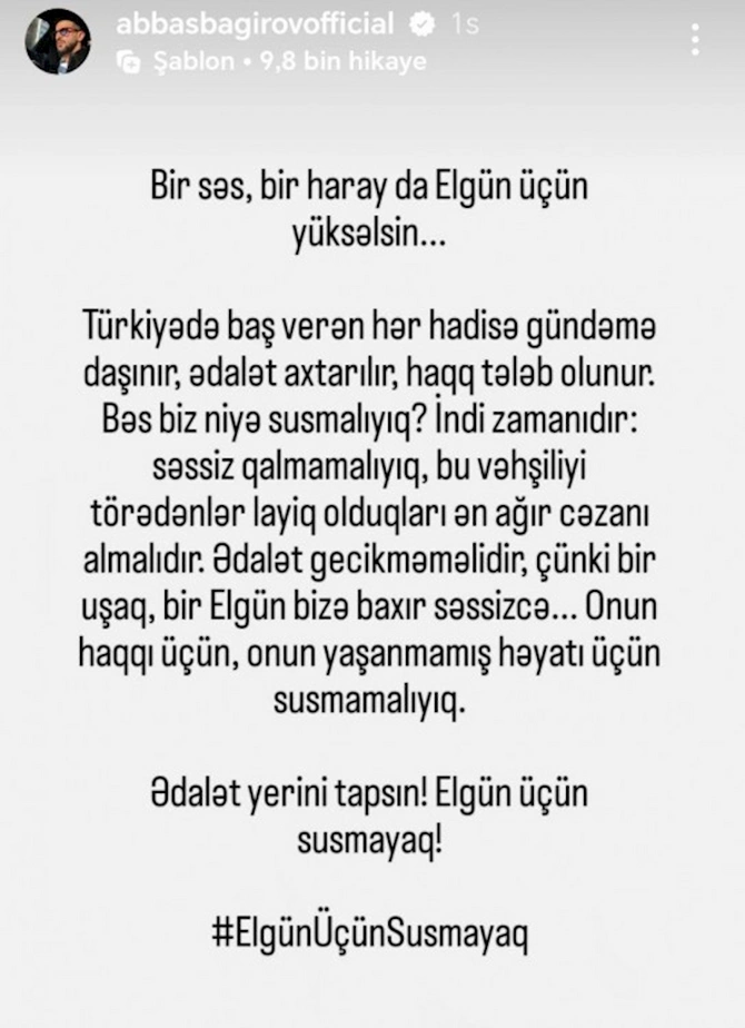 Elgün üçün susmayaq, ədalət yerini tapsın Elgün üçün susmayaq, ədalət yerini tapsın