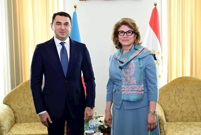Mədəniyyət naziri Adil Kərimli Düşənbədə tacik həmkarı ilə görüşüb — FOTOLAR
