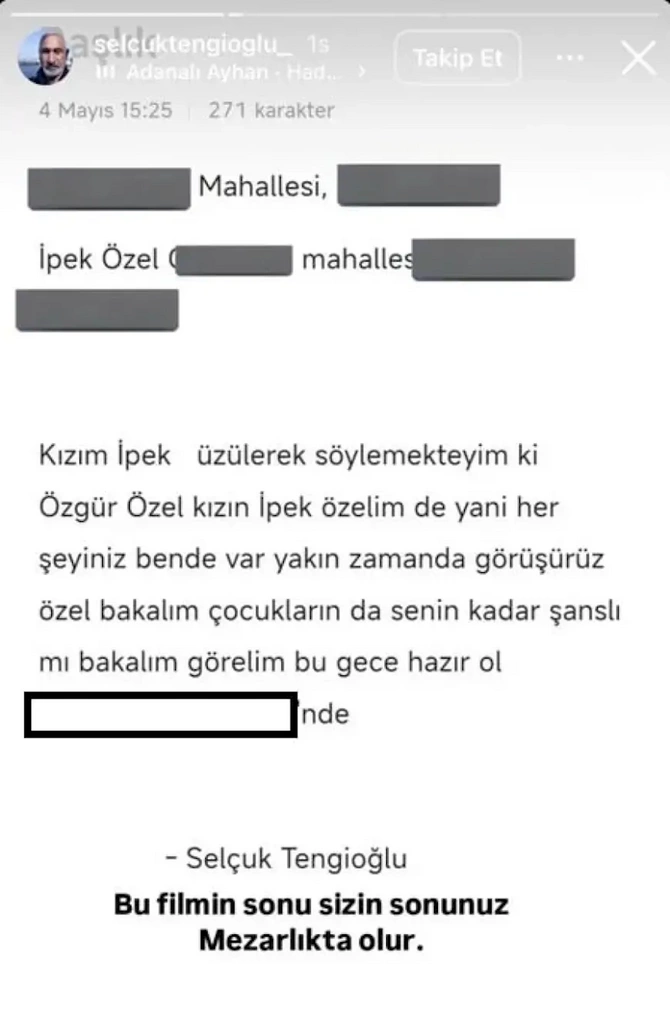 CHP sədrinin qızı ölümlə təhdid olundu — Bu film qəbiristanlıqda bitəcək