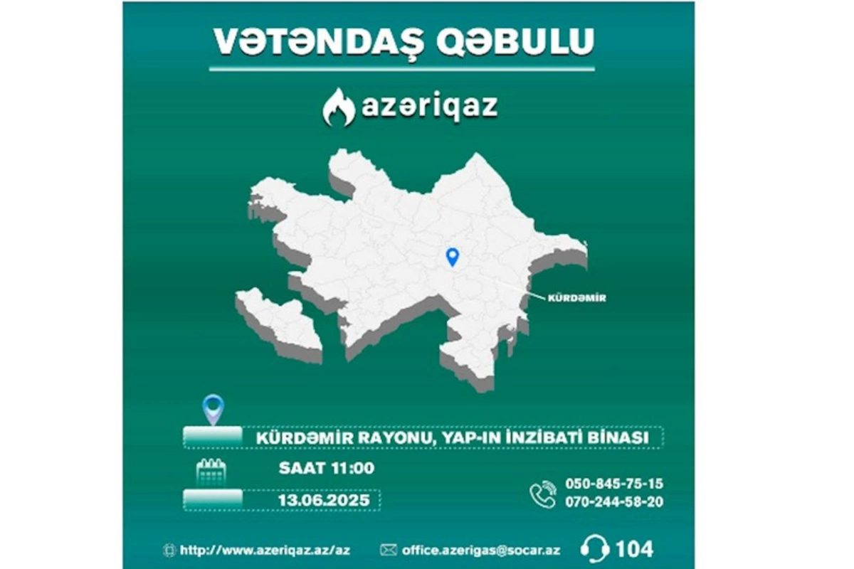 SOCAR-ın Azəriqaz İB rəhbərliyinin növbəti vətəndaş qəbulu Kürdəmirdə baş tutacaq