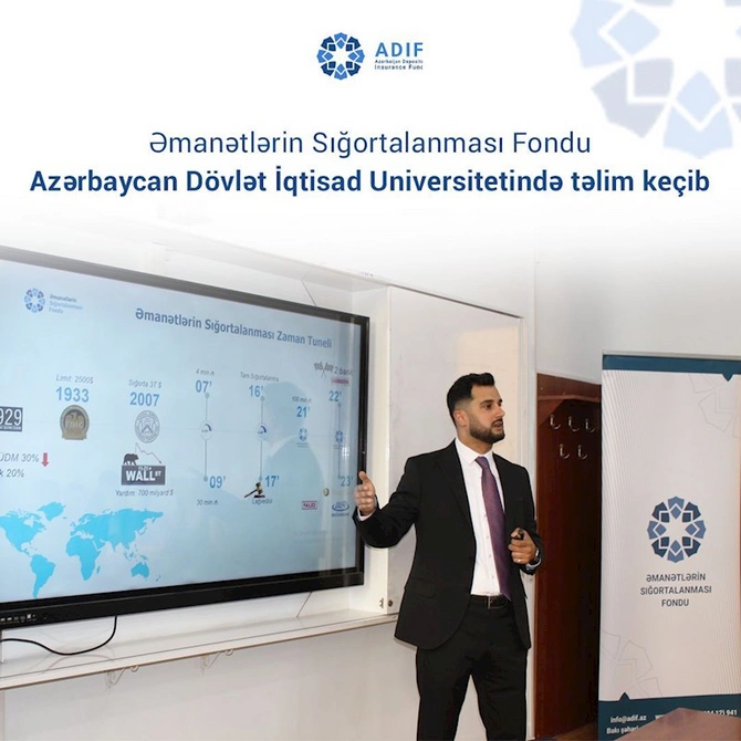 Əmanətlərin Sığortalanması Fondu Azərbaycan Dövlət İqtisad Universitetində təlim keçib — FOTOLAR Əmanətlərin Sığortalanması Fondu Azərbaycan Dövlət İqtisad Universitetində təlim keçib — FOTOLAR