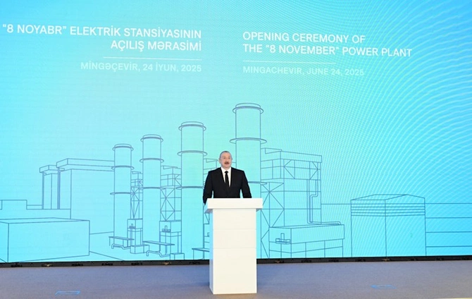 Prezident “8 Noyabr” Elektrik Stansiyasının açılışında — FOTOLAR (YENİLƏNİB)