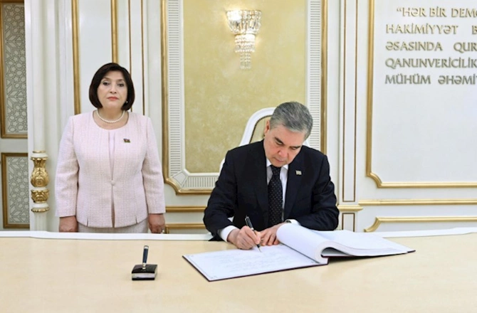 Sahibə Qafarova Türkmənistan Xalq Məsləhətinin sədri ilə görüşüb — FOTOLAR