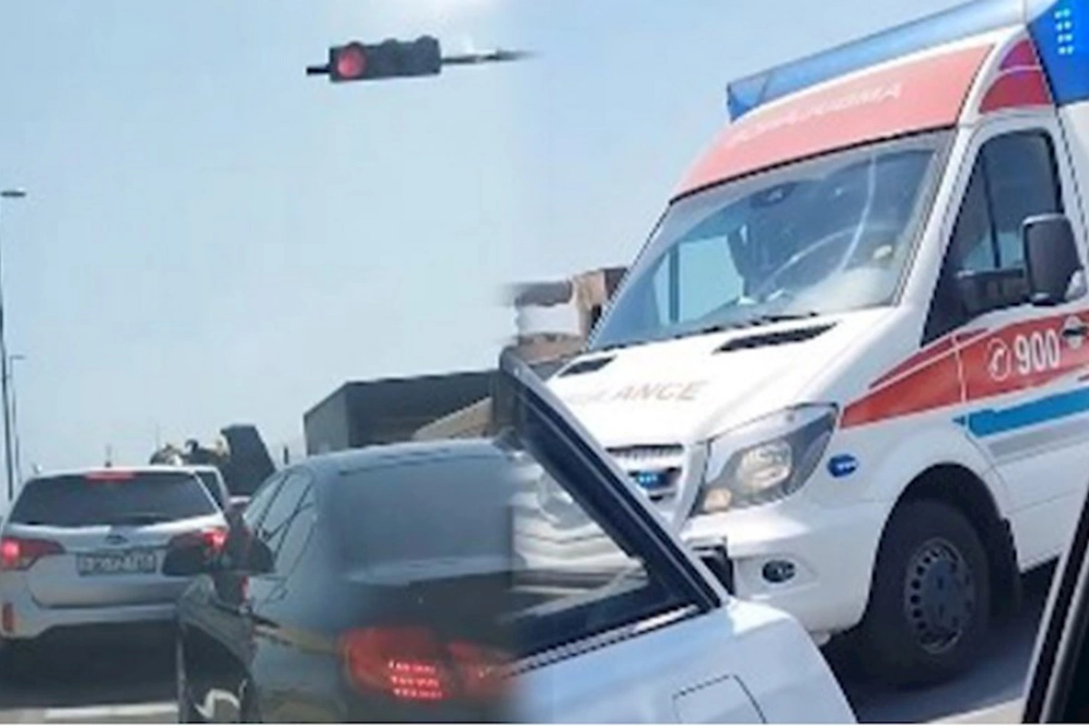 Yeni işıqfor qoyulan prospektdə təcili yardım maşını yolda qaldı — VİDEO