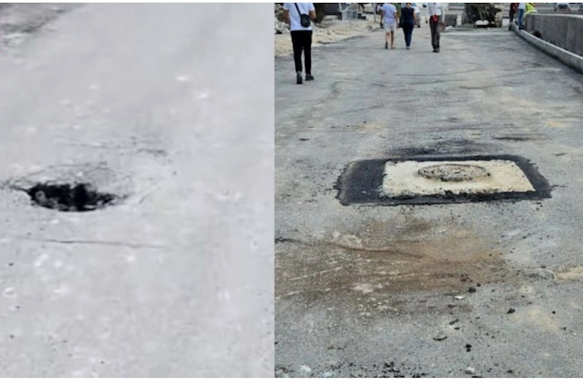Əhməd Rəcəblidə yeni salınan yol ÇÖKMƏYİB — “Həmin boşluq lyuk üçün ayrılmış yerdir” (FOTO)