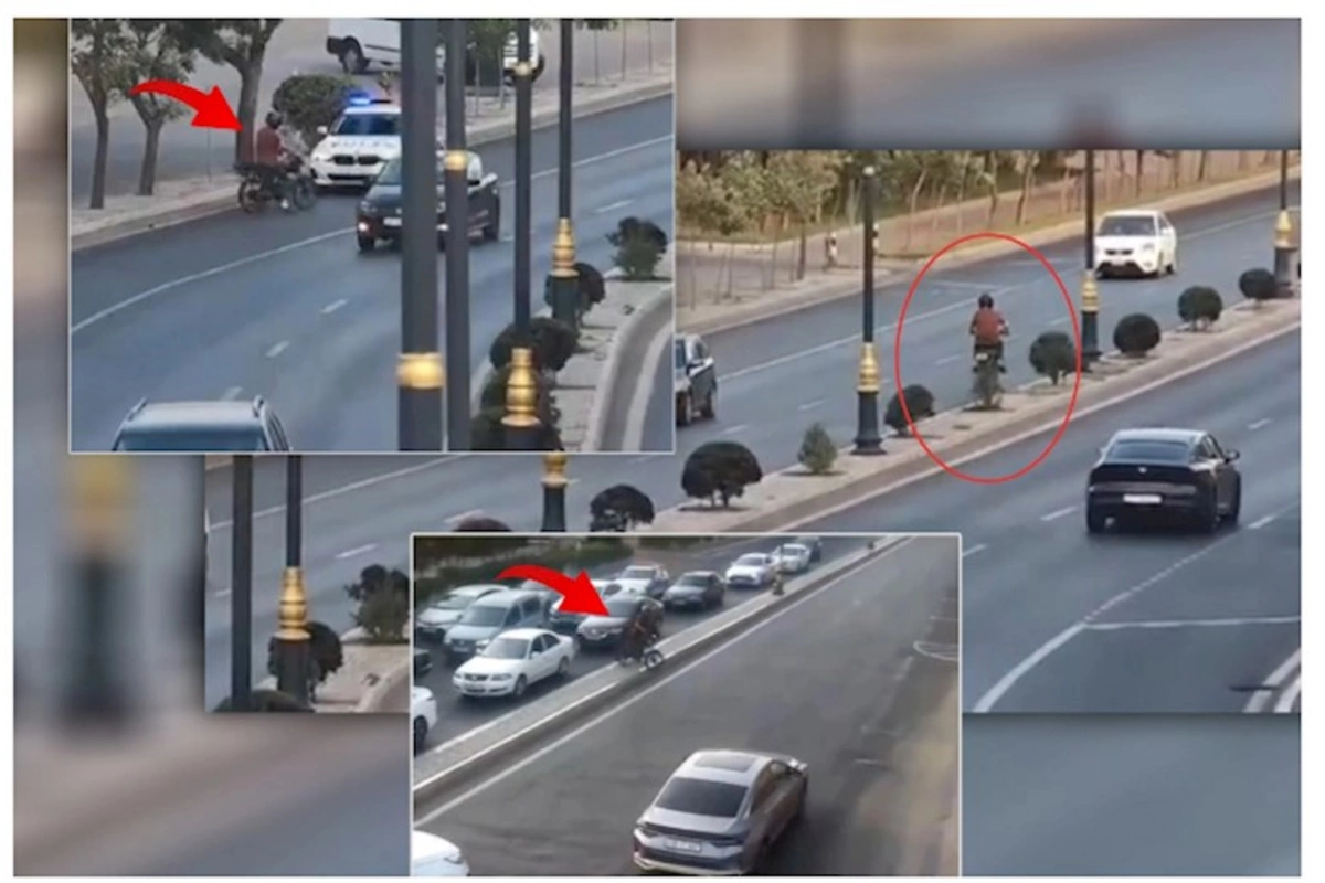Motosikletlə avtoxuliqanlıq edən sürücü inzibati qaydada həbs edildi — VİDEO