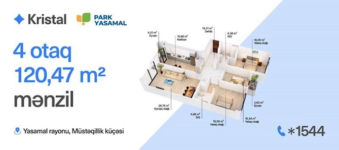 Yasamalda ev axtaranlar üçün sərfəli kreditlə, tam təmirli mənzillər — Kristal!