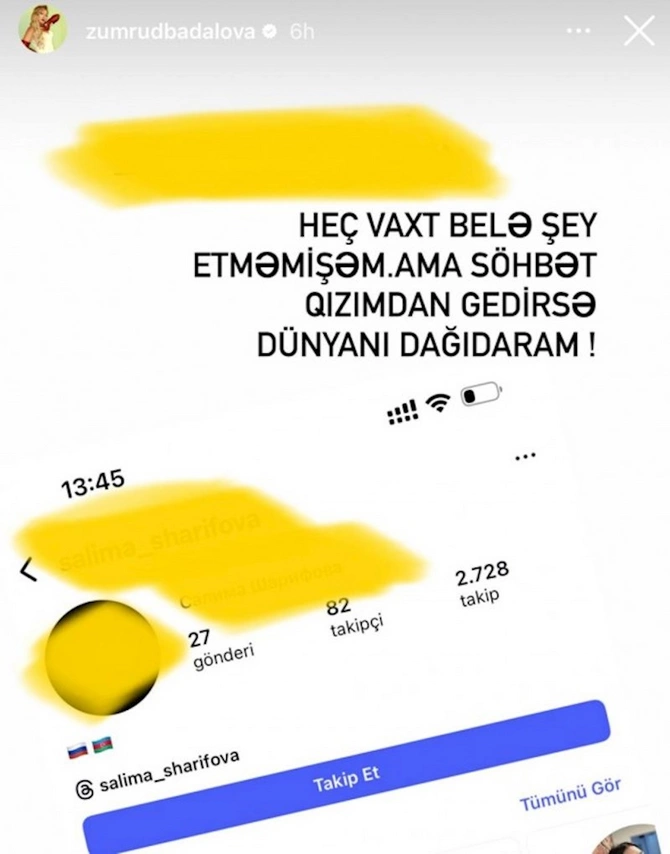 Qızını tənqid edən izləyicini paylaşıb bunları yazdı — FOTO