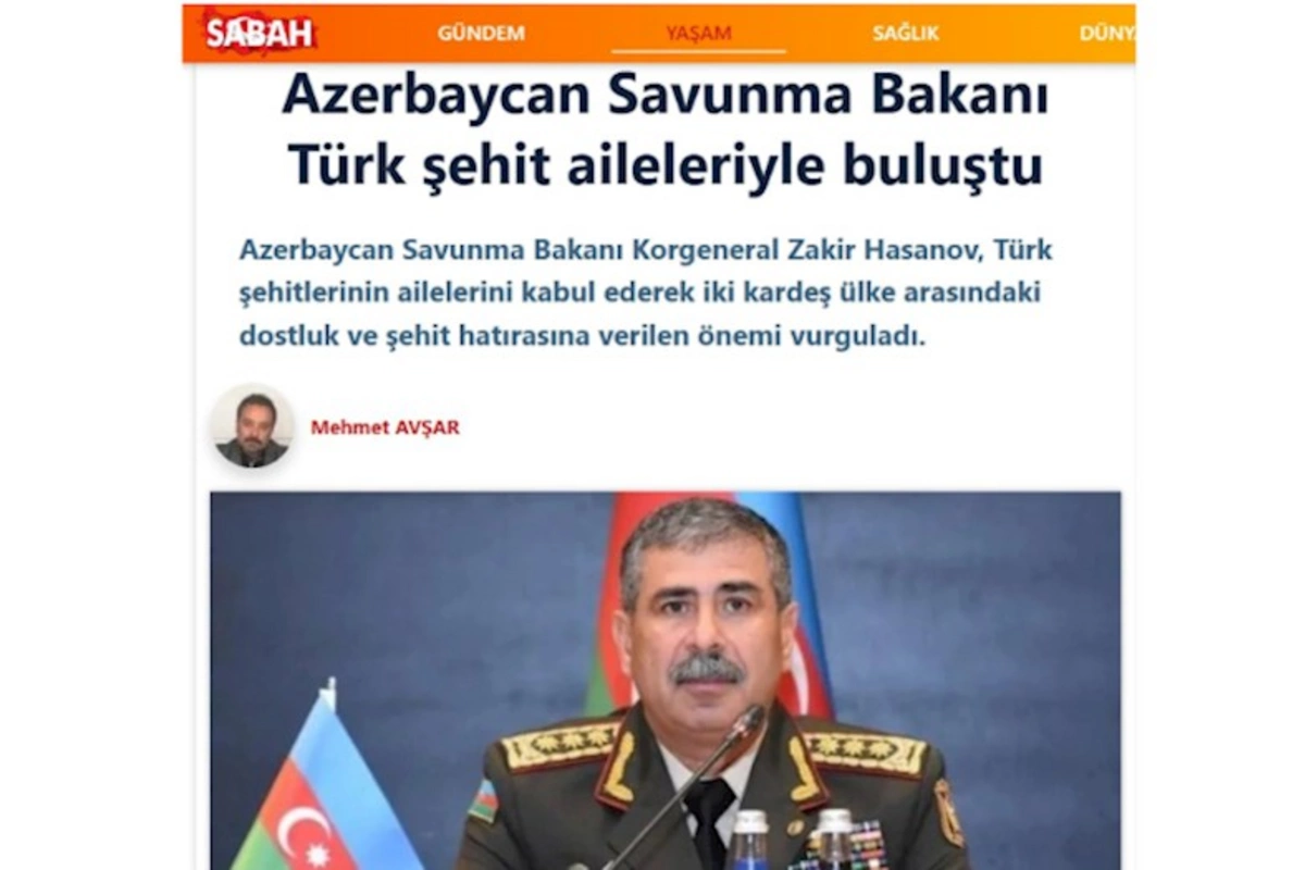 “Sabah” qəzeti Zakir Həsənovun Türkiyədən olan şəhid ailələrinin üzvləri ilə görüşünü işıqlandırdı