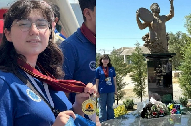 Bakıya çatan kimi medalı ilə anasının məzarını ziyarət etdi — FOTO