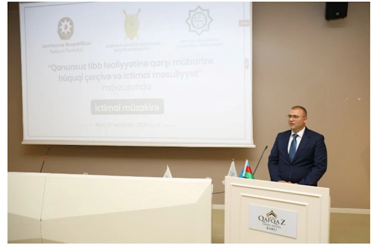 Qanunsuz tibb fəaliyyətinə qarşı mübarizə ilə bağlı ictimai müzakirə aparılıb — FOTOLAR