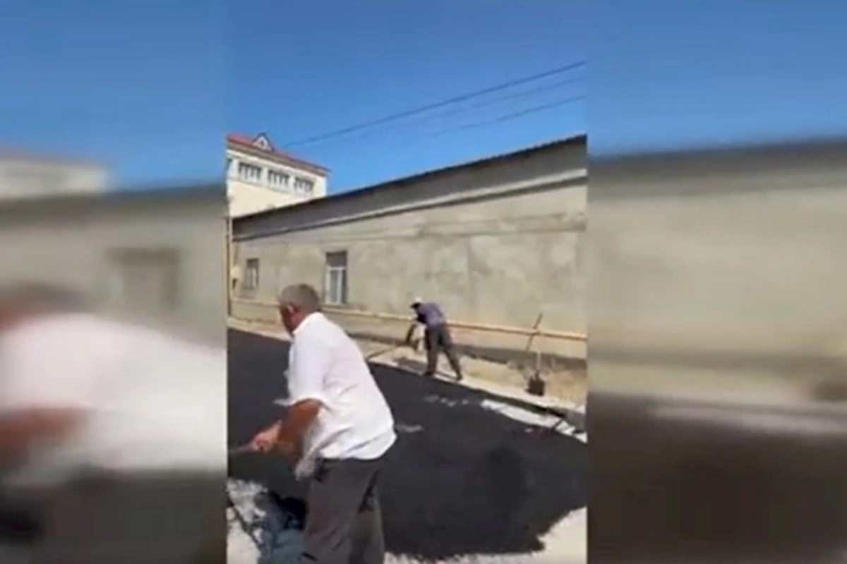Xanımı vəfat etdi, ehsan əvəzinə yola asfalt çəkdirdi — VİDEO