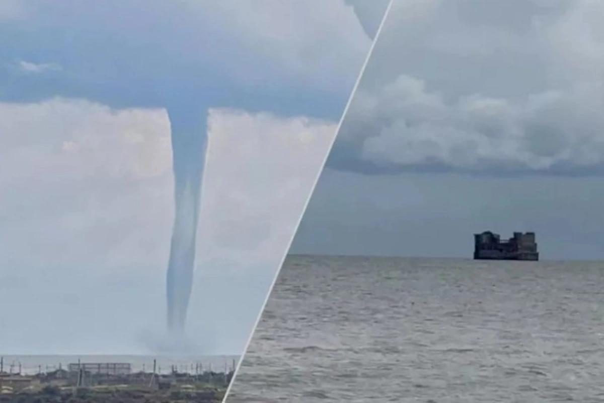 Xəzər dənizində tornado — FOTO