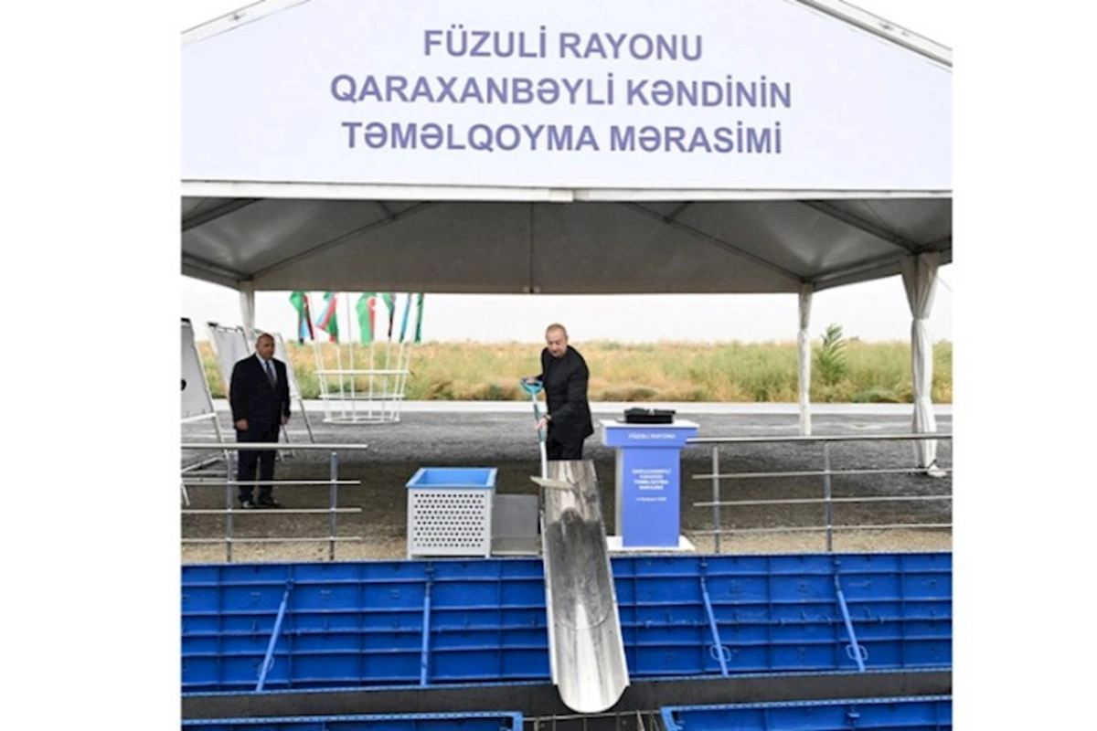 İlham Əliyev Qaraxanbəyli kəndinin təməlini qoyub — FOTOLAR