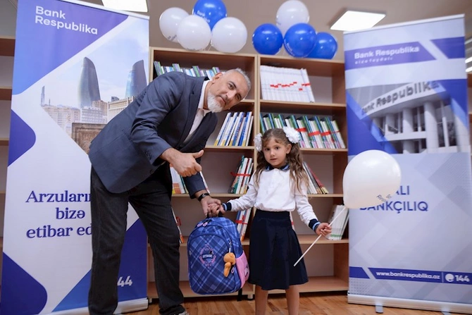 Bank Respublika Ağdamda ilk dəfə məktəbə gedəcək birinciləri sevindirdi — FOTOLAR