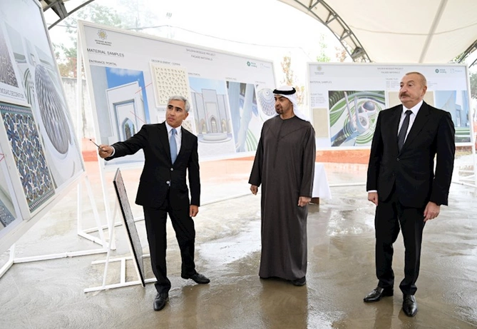 Prezident İlham Əliyev və Prezident Şeyx Məhəmməd bin Zayed Al Nəhyan Yeni Şuşa məscidində tikinti işlərinin gedişi ilə tanış olublar — FOTOLAR Prezident İlham Əliyev və Prezident Şeyx Məhəmməd bin Zayed Al Nəhyan Yeni Şuşa məscidində tikinti işlərinin gedişi ilə tanış olublar — FOTOLAR