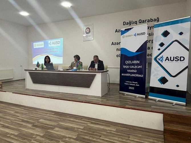 “Qızların işıqlı gələcəyi naminə maarifləndirmə” layihəsi çərçivəsində Salyan rayonunda tədbir keçirildi — FOTOLAR