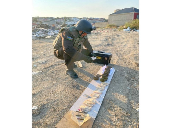 Masazırda 13 ədəd F-1 əl qumbarası AŞKARLANDI — FOTOLAR