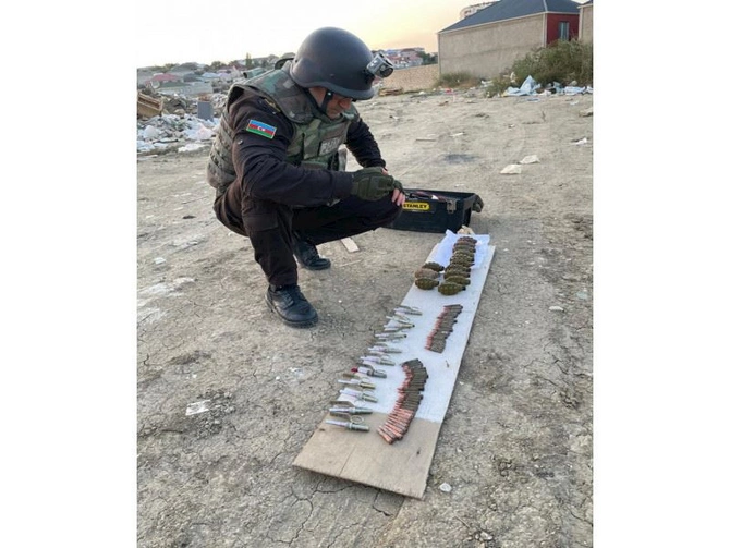 Masazırda 13 ədəd F-1 əl qumbarası AŞKARLANDI — FOTOLAR