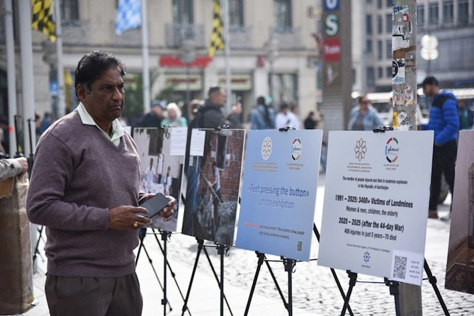 Münxenin mərkəzində Azərbaycanın mina qurbanlarına dair fotosərgi — FOTOLAR