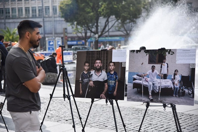 Münxenin mərkəzində Azərbaycanın mina qurbanlarına dair fotosərgi — FOTOLAR