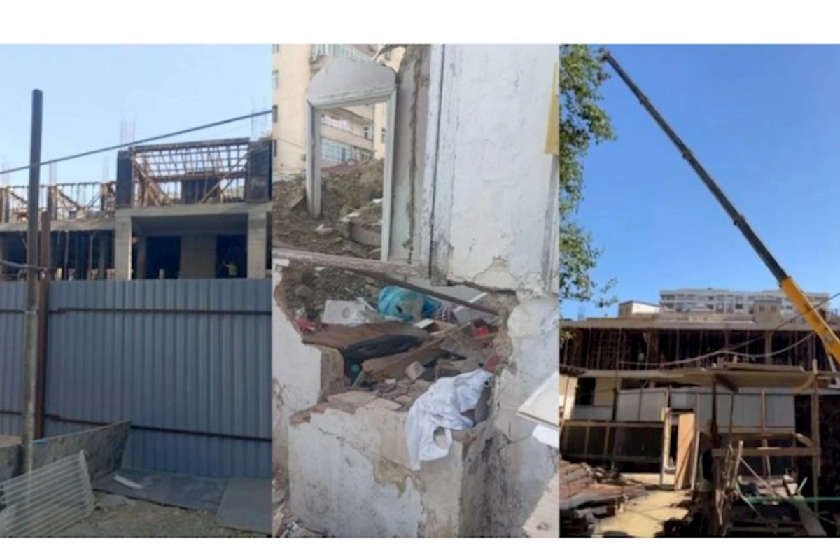 Nizami city vətəndaşın evini başına uçurur: Dəhşətli görüntülər! Kranlar evin üzərində... — VİDEO