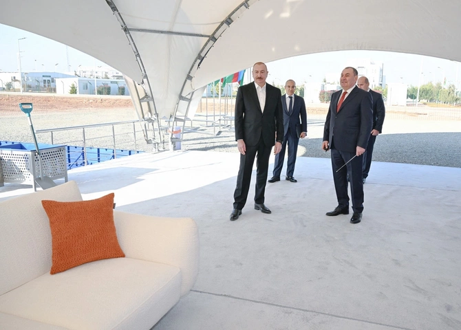 İlham Əliyev Ağdam Sənaye Parkında Saloğlu Qarabağ MMC-nin istehsal müəssisəsinin təməlini qoyub — FOTOLAR