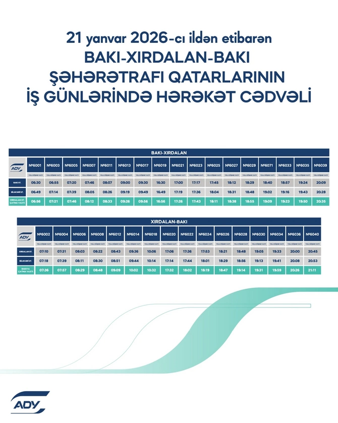 Abşeron dairəvi dəmir yolu üzrə qatarların hərəkət cədvəli yenilənir — FOTOLAR