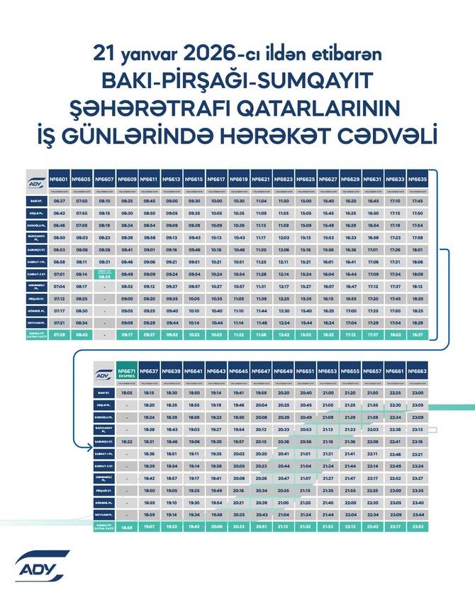 Abşeron dairəvi dəmir yolu üzrə qatarların hərəkət cədvəli yenilənir — FOTOLAR
