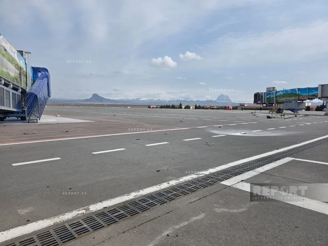 İranın dron hücumundan sonra Naxçıvan aeroportundan FOTOREPORTAJ