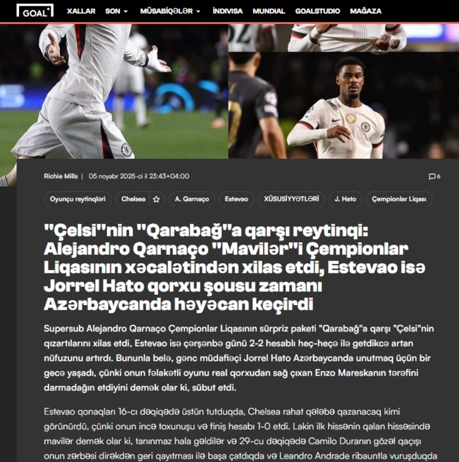 Qarabağ ingilislərə ŞOU GÖSTƏRDİ — Dünya bizdən DANIŞIR (FOTOLAR) Qarabağ ingilislərə ŞOU GÖSTƏRDİ — Dünya bizdən DANIŞIR (FOTOLAR)