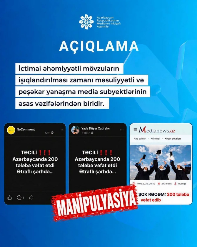 MEDİA: Bəzi saytlar DİM-in statistik məlumatlarını şişirdilmiş başlıqlarla təqdim edib — FOTO