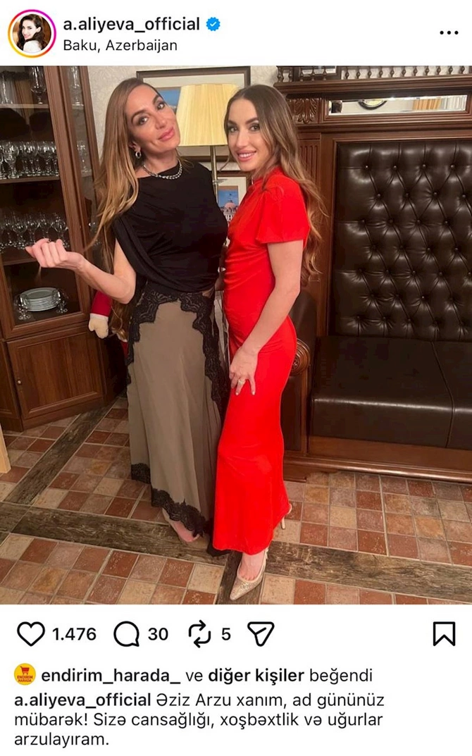 Alyona Əliyeva Arzu Əliyevanı belə təbrik etdi — FOTO