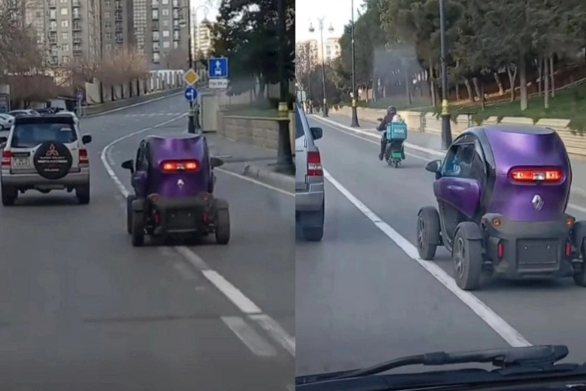 Bakının mərkəzində dövlət nömrə nişanı olmayan avtomobil PEYDA OLDU — VİDEO
