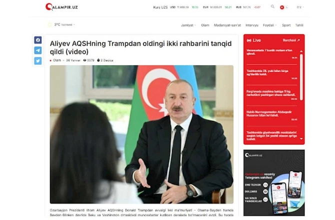 Prezidentin yerli telekanallara müsahibəsi beynəlxalq mediada geniş işıqlandırılıb