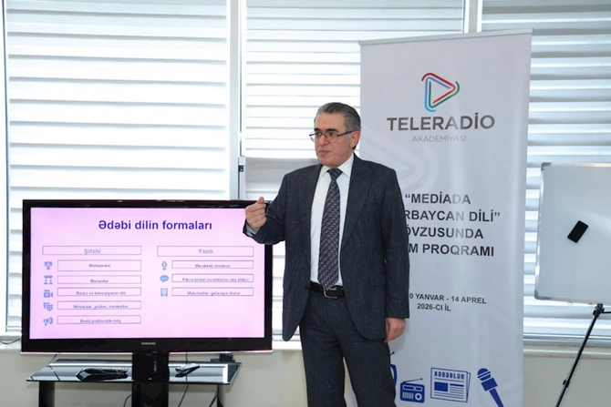 Teleradio Akademiyasında “Ekran-efirdə ədəbi tələffüz və publisistik üslub” mövzusunda təlim təşkil olunub — FOTOLAR