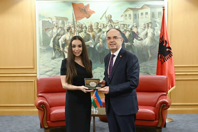 Leyla Əliyeva Albaniya Prezidenti ilə görüşdü — FOTOLAR
