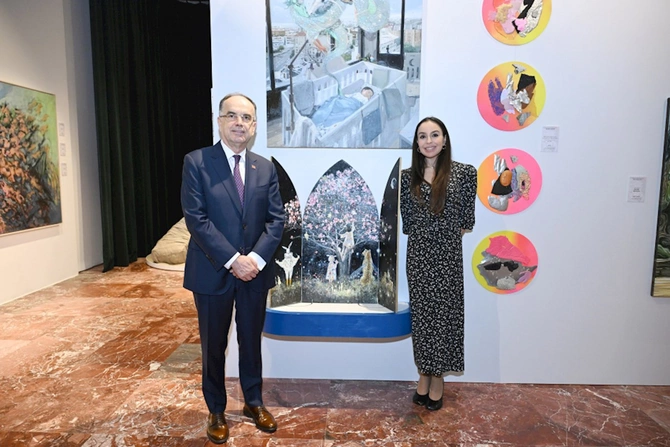 Leyla Əliyeva Albaniya Prezidenti ilə görüşdü — FOTOLAR