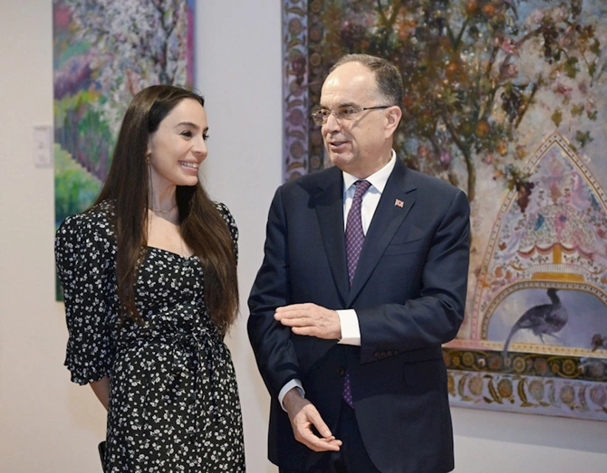 Leyla Əliyeva Albaniya Prezidenti ilə görüşdü — FOTOLAR