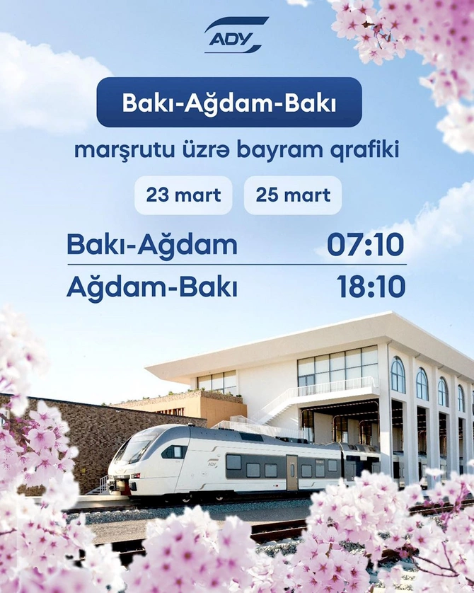 ADY bayram günlərində müxtəlif istiqamətlər üzrə əlavə qatar reysləri təyin edir