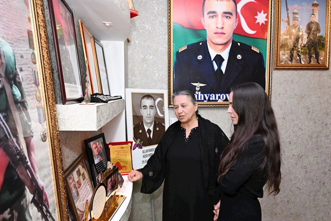 Leyla Əliyeva Vətən Müharibəsi Qəhrəmanı Şahin Allahyarovun ailəsini ziyarət etdi — FOTOLAR