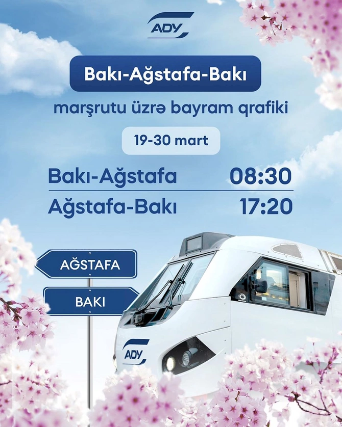 ADY bayram günlərində müxtəlif istiqamətlər üzrə əlavə qatar reysləri təyin edir