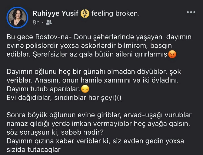 Rusiyada azərbaycanlı aktrisanın qohumuna işgəncə verdilər